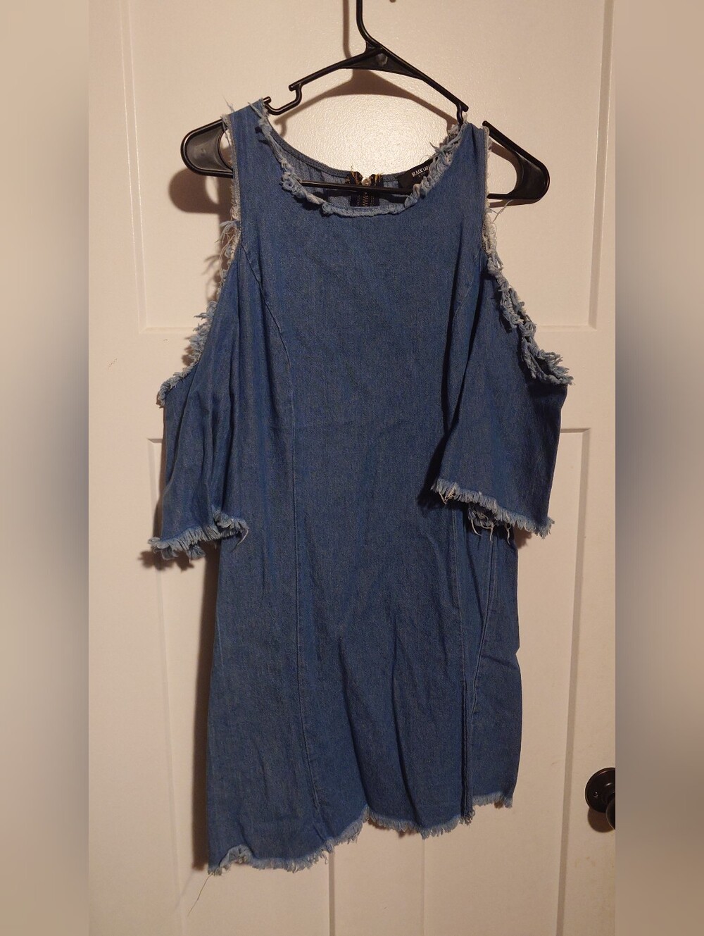Black Label By Evan Picone Denim Cold-Shoulder Dress - Blue